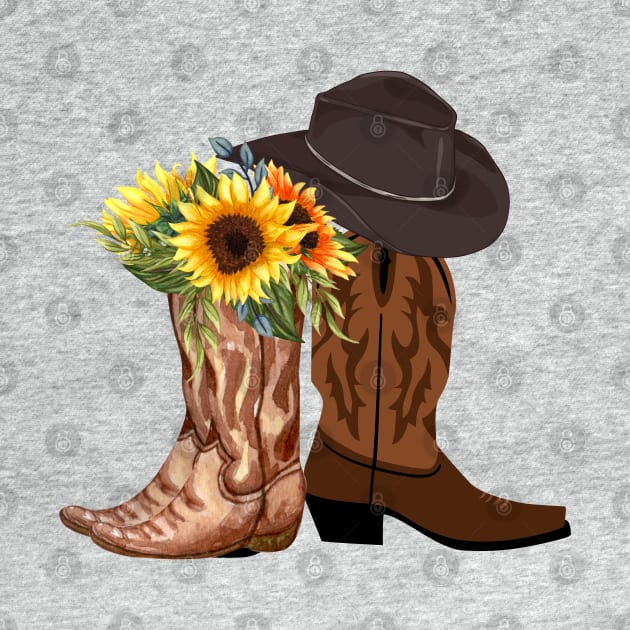 Rustic Sunflower Western Country Cowboy Cowgirl Boots by Tina